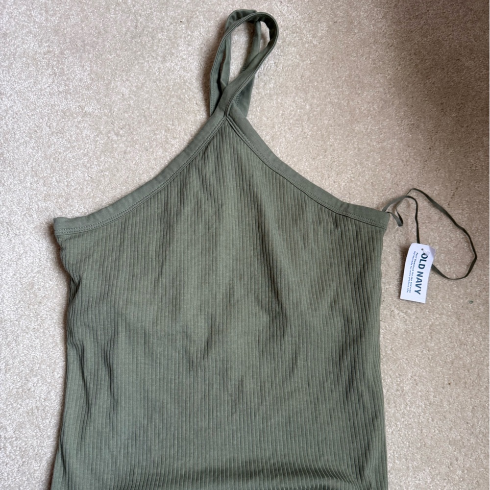 Old Navy Sage Green Ribbed crisscross halter- NWT